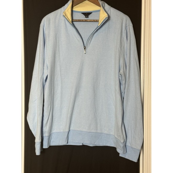 Brooks Brothers Mens L Sky Blue 1/2 Half Zip St Andrews Links Golf Performance - Picture 2 of 10